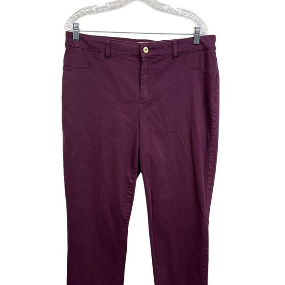 Chico's Womens Pants Stretch Ankle High Rise Zip Fly Burgundy‎ Size 2 Reg - Picture 2 of 6